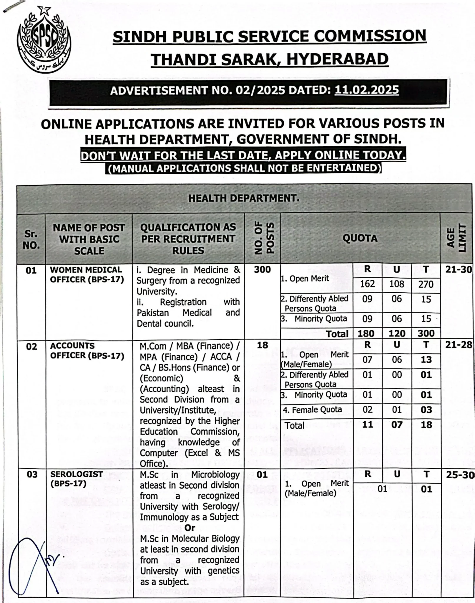 New SPSC Jobs 2025-Sindh Public Service Commission