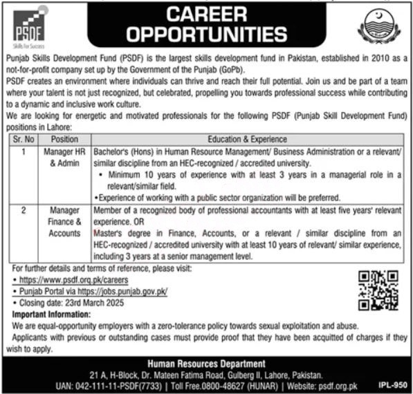 Latest PSDF Jobs 2025