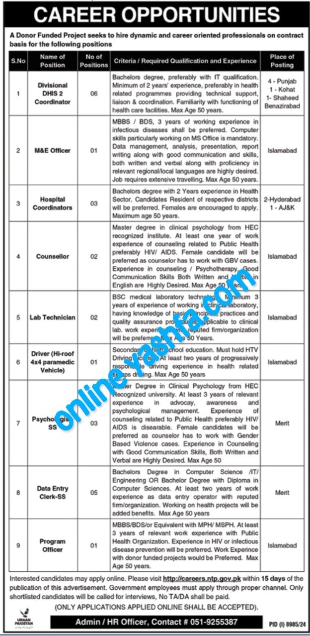 Latest NTP Jobs 2025- National TB Control Programme